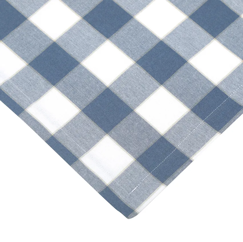 Recycelte Tischdecke Ted, Graublau/Natur/Weiß