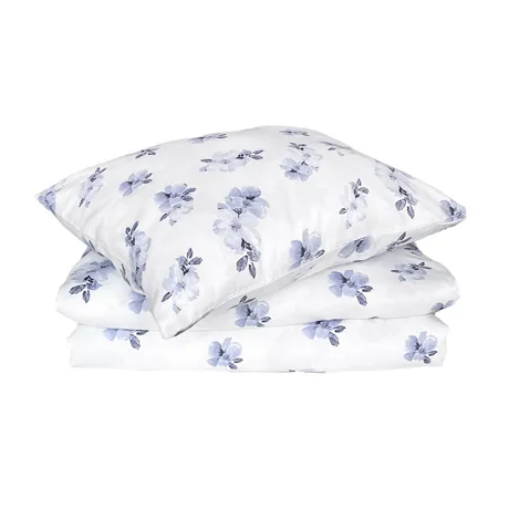 Satin Kissenbezug Mona, Weiß/Blau