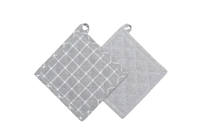 Recycelter Topflappen 2er-Pack, Grau/Weiß