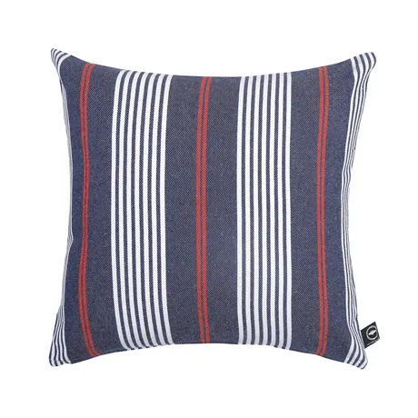 Recycelter Kissenbezug Hampus, Navy Blau/Rot