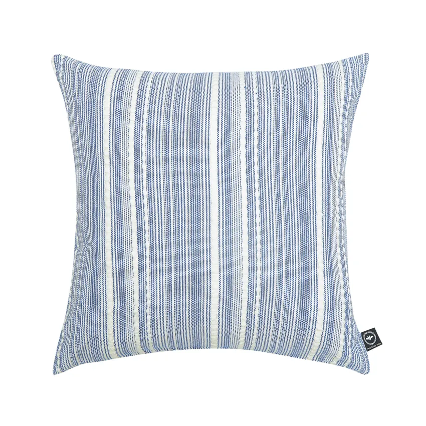 Recycelter Kissenbezug Ebba, Blau/Beige