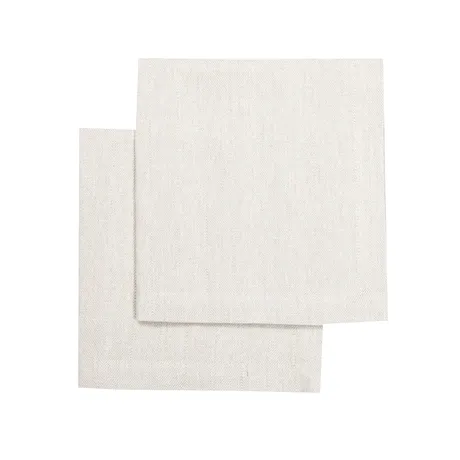 Recycelte Serviette Emil 2er-Pack, Natur/Weiß