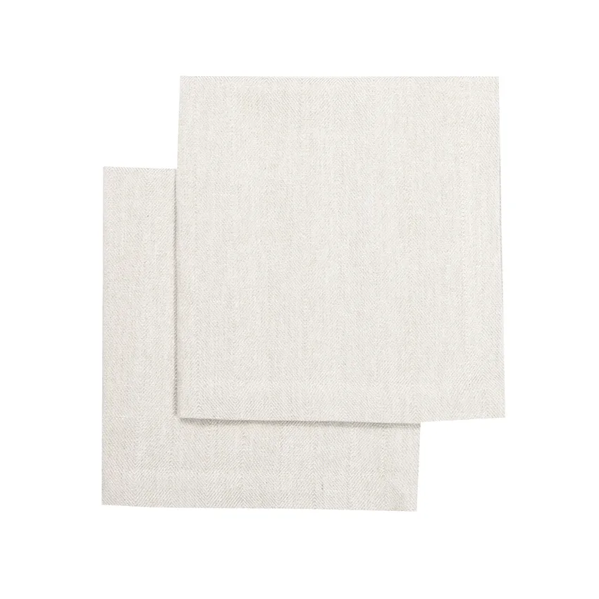 Recycelte Serviette Emil 2er-Pack, Natur/Weiß