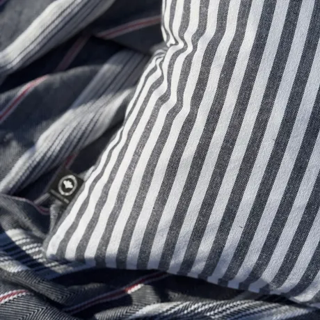 Recycelter Kissenbezug Melker, Navy Blau/Weiß