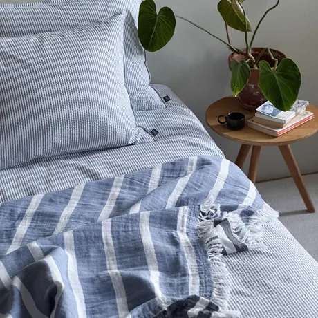 Recycelte Tagesdecke Olivia, Hellblau