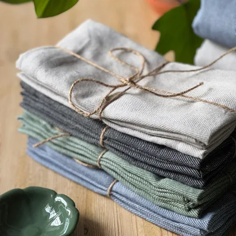 Recycelte Serviette Emil 2er-Pack, Natur/Weiß
