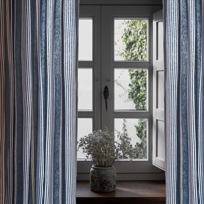 Recycelte Gardine 2er-Pack Hampus, Graublau/Natur