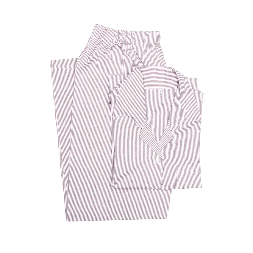 Pyjama-Set Runmarö, 2-parts, Dunkelrosa/Weiß