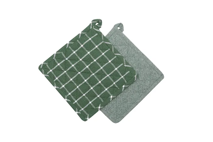 Recycelter Topflappen 2er-Pack, Grün/Weiß