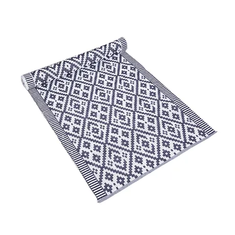 Recycelter Teppich Delsbo, Navy Blau/Weiß