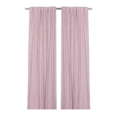 Recycelte Gardine Alf 2er-Pack, Dunkelrot/Weiß