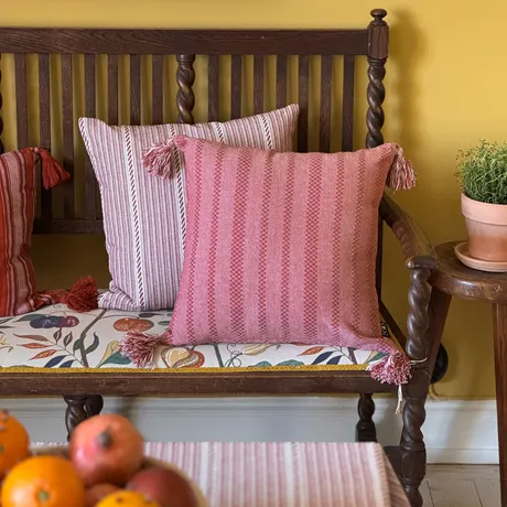 Recycelter Kissenbezug Molly, Dunkelrot/Beige