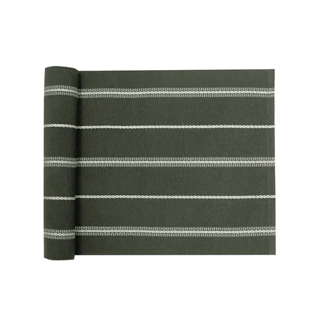 Recycelter Tischläufer Herman, Olivgrün/Weiß