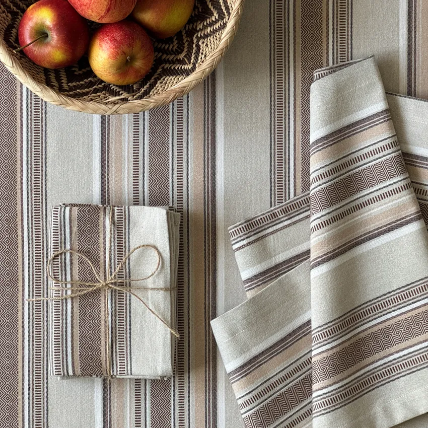 Recycelte Tischdecke Boda, Natur/Sand