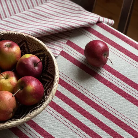 Recycelter Stoff Isabell, Natur/Dunkelrot