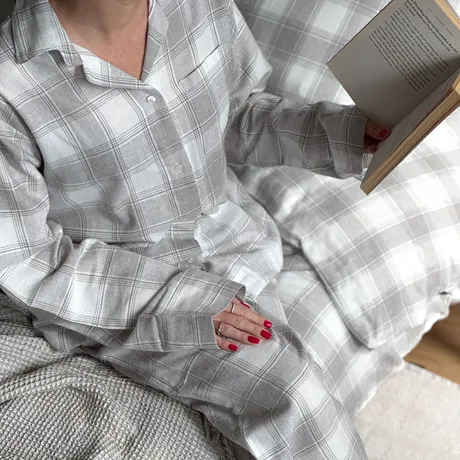 Pyjama-Set Abisko, 2-parts, Grau/Weiß