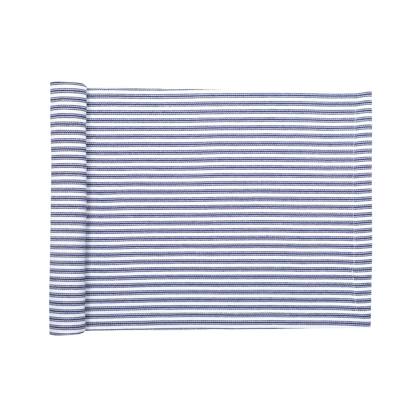 Recycelter Tischläufer Lina, Navy Blau/Weiß