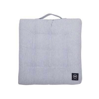 Recyceltes Stuhlkissen Bosse, abwaschbar, Graublau/Weiß