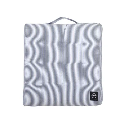 Recyceltes Stuhlkissen Bosse, abwaschbar, Graublau/Weiß