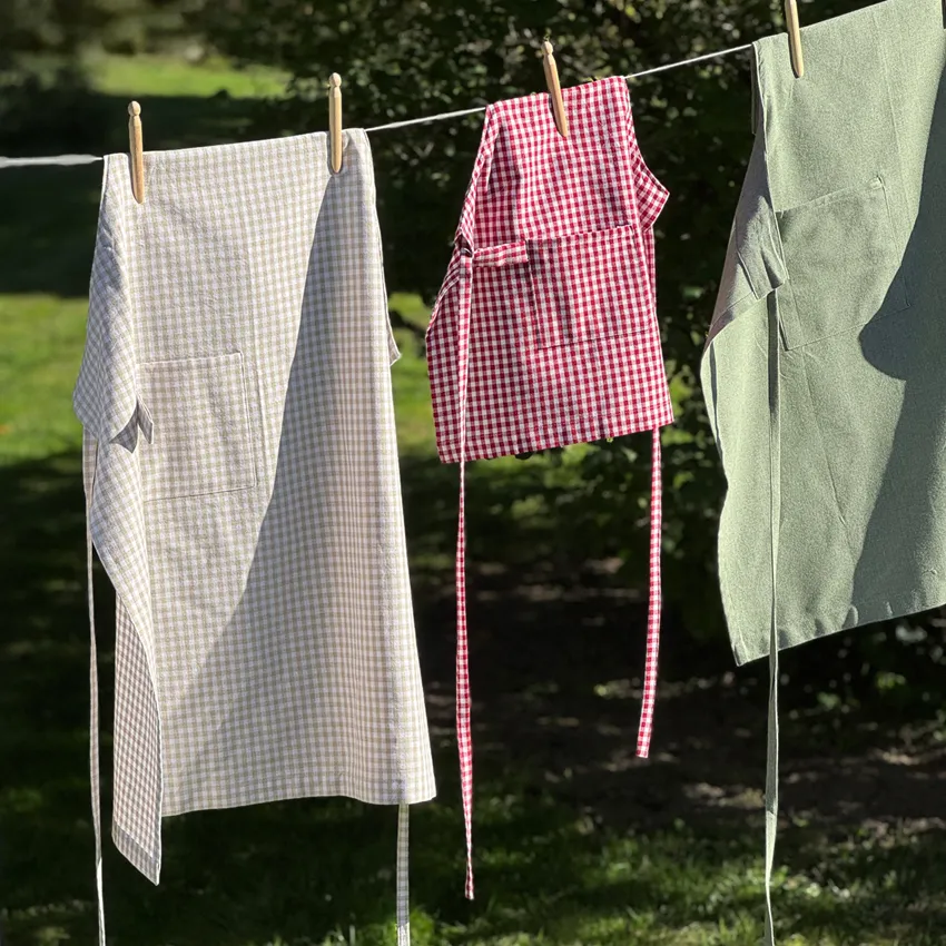 Recycelte Schürze Madicken, Natur/Weiß