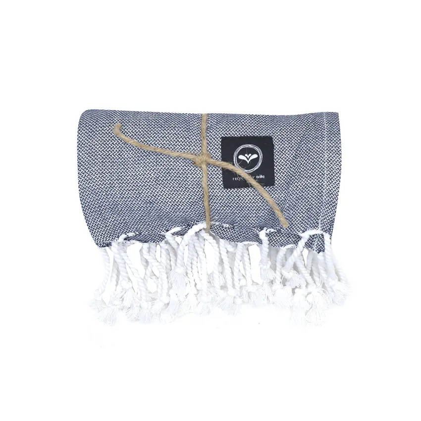 Recycelt Bio-Hamam Badelaken Grebbestad, Navy Blau/Weiß