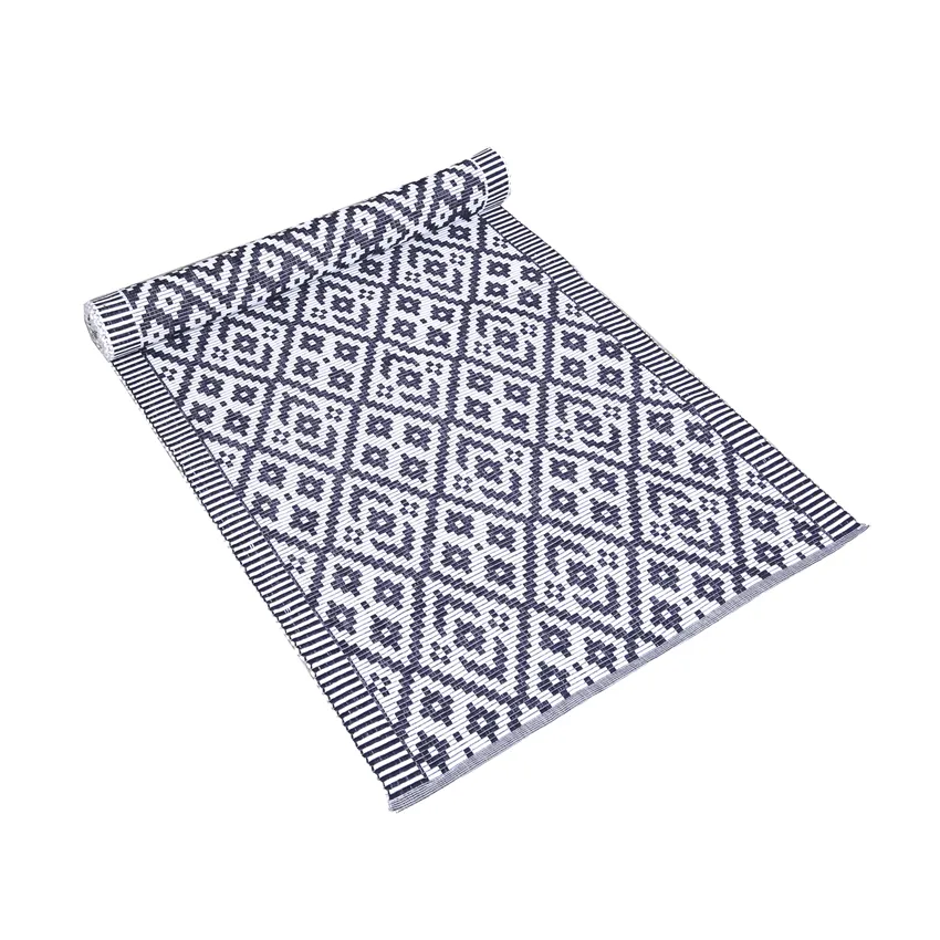 Recycelte Ripsmatte Delsbo, Navy Blau/Weiß