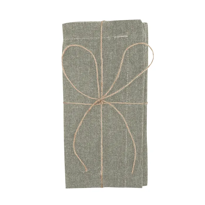 Recycelte Serviette 2er-Pack Elin, Olivgrün/Beige