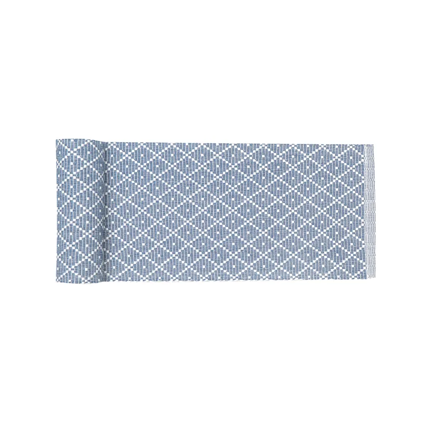 Recycelt Tischläufer Ella, Graublau/Weiß