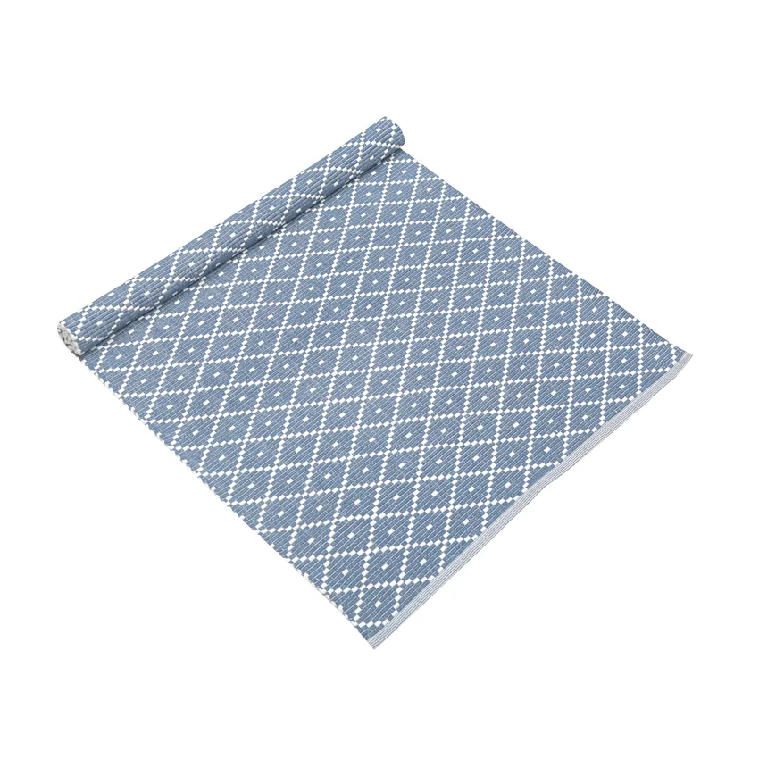 Recycelte Ripsmatte Ella, Graublau/Weiß