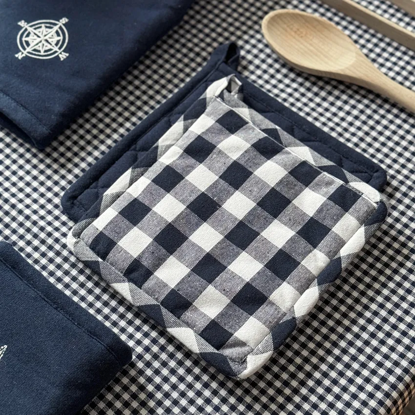 Recycelter Topflappen 2er-Pack Sture, Navy Blau/Weiß