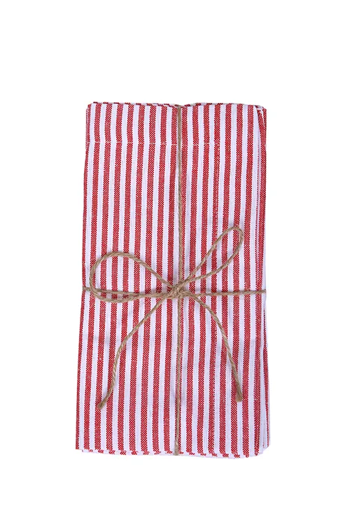 Recycelte Serviette 2er-Pack Stina, Rot/Weiß