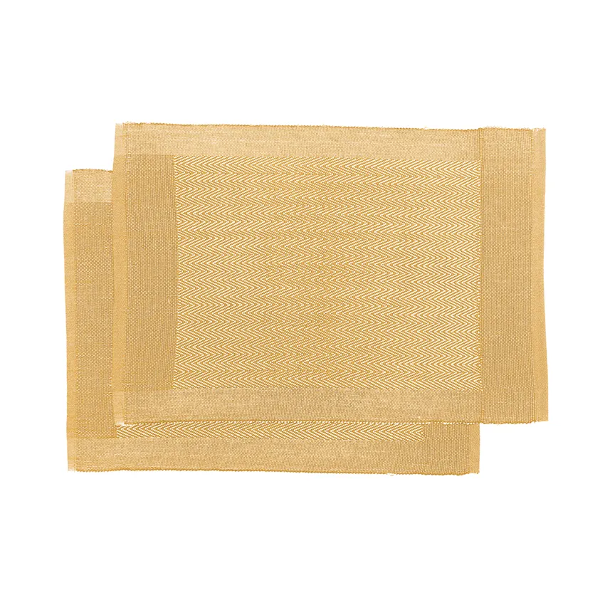 Recyceltes Platzset 2er-Pack Agnes, Gelb/Beige