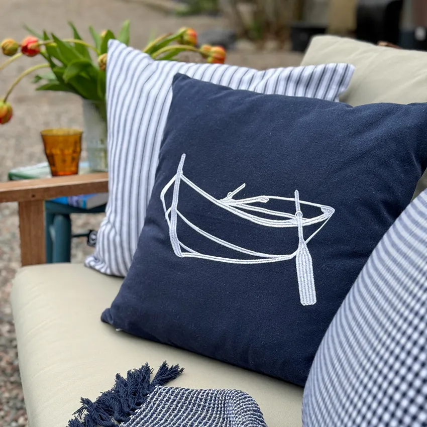 Recycelt Kissenbezüge Ruderboot, Navy Blau