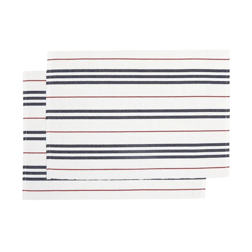 Recyceltes Platzset 2er-Pack Lysekil, Weiß/Navy Blau/Rot