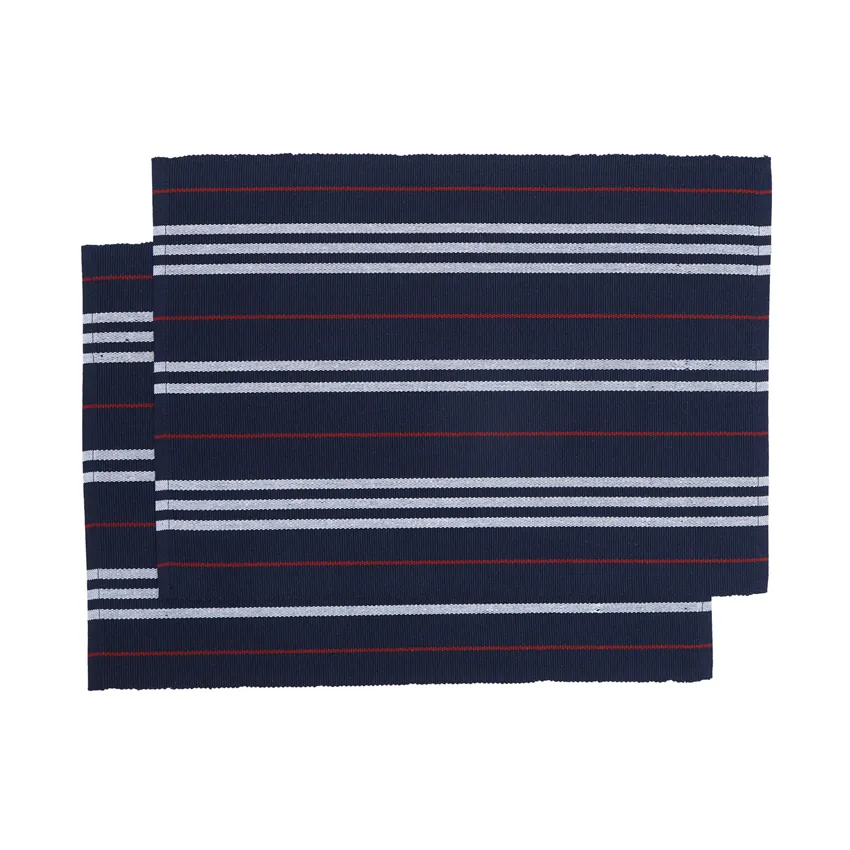 Recyceltes Platzset 2er-Pack Lysekil, Navy Blau/Rot/Weiß