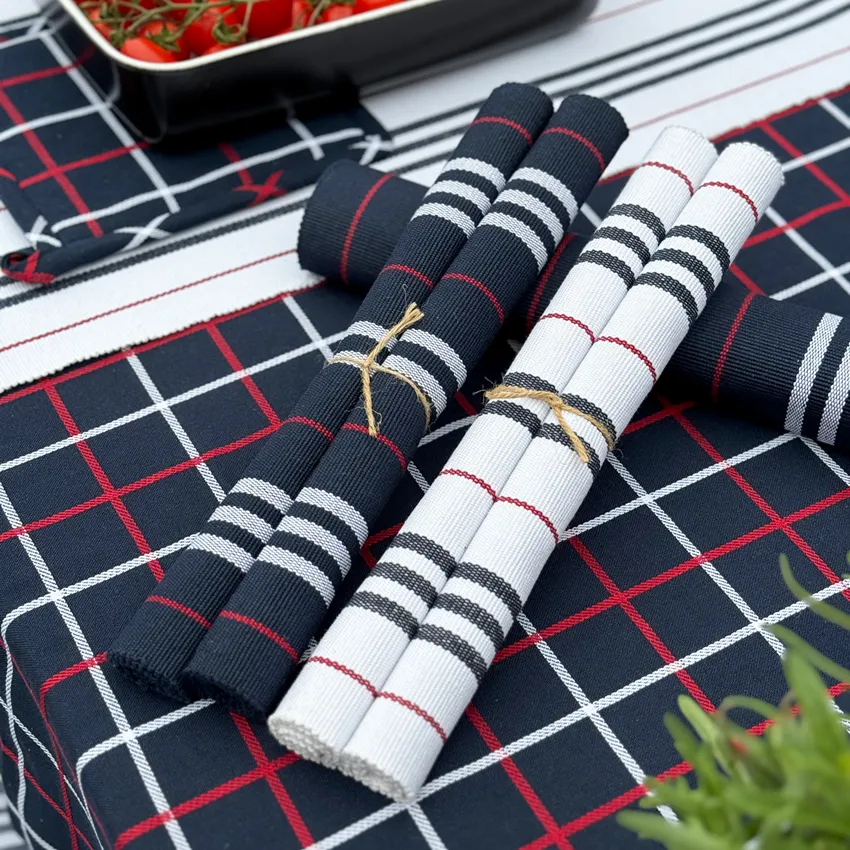 Recyceltes Platzset 2er-Pack Lysekil, Navy Blau/Rot/Weiß