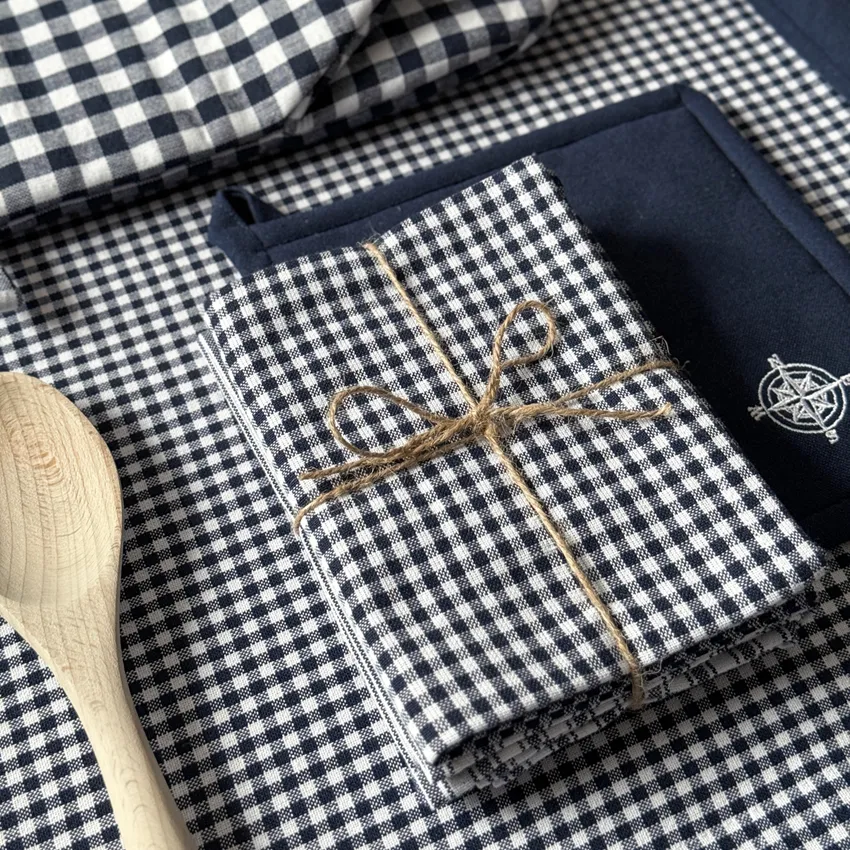 Recyceltes Küchentuch 2er-Pack Grundsund, Navy Blau/Weiß