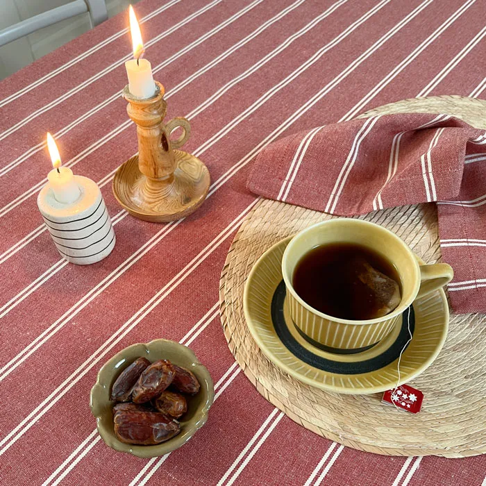 Recycelte Serviette 2er-Pack Agda, Dunkelrot/Beige