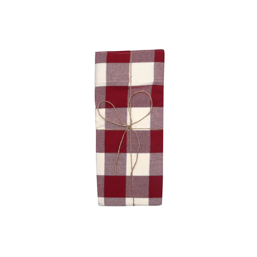 Recycelter Gardinenschal 2er-Pack Ted, Dunkelrot/Beige