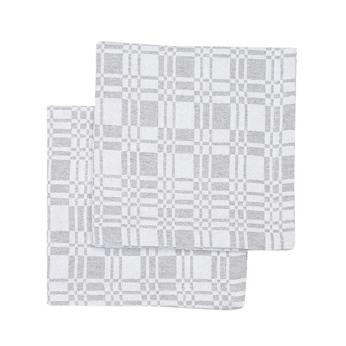 Recycelte Serviette 2er-Pack Lilly, Grau/Weiß