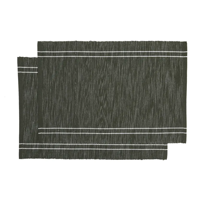 Recyceltes Platzset 2er-Pack Rune, Olivgrün/Beige
