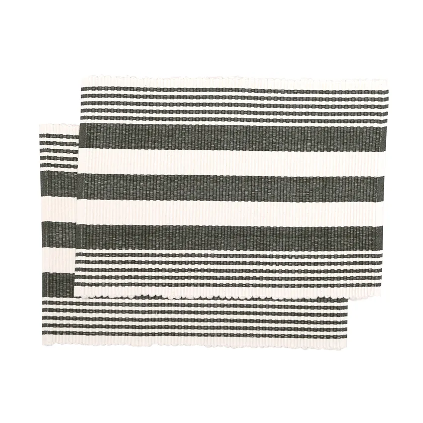 Recyceltes Platzset 2er-Pack Hedda, Olivgrün/Beige