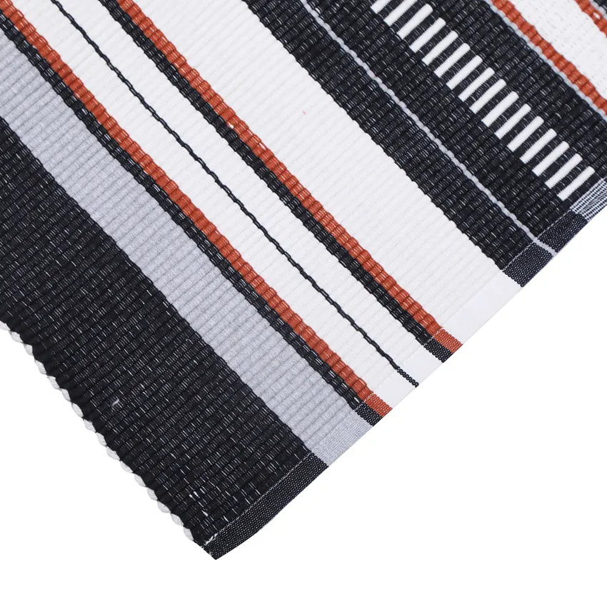 Recycelte Ripsmatte Karin, Schwarz/Hell Grau/Rost