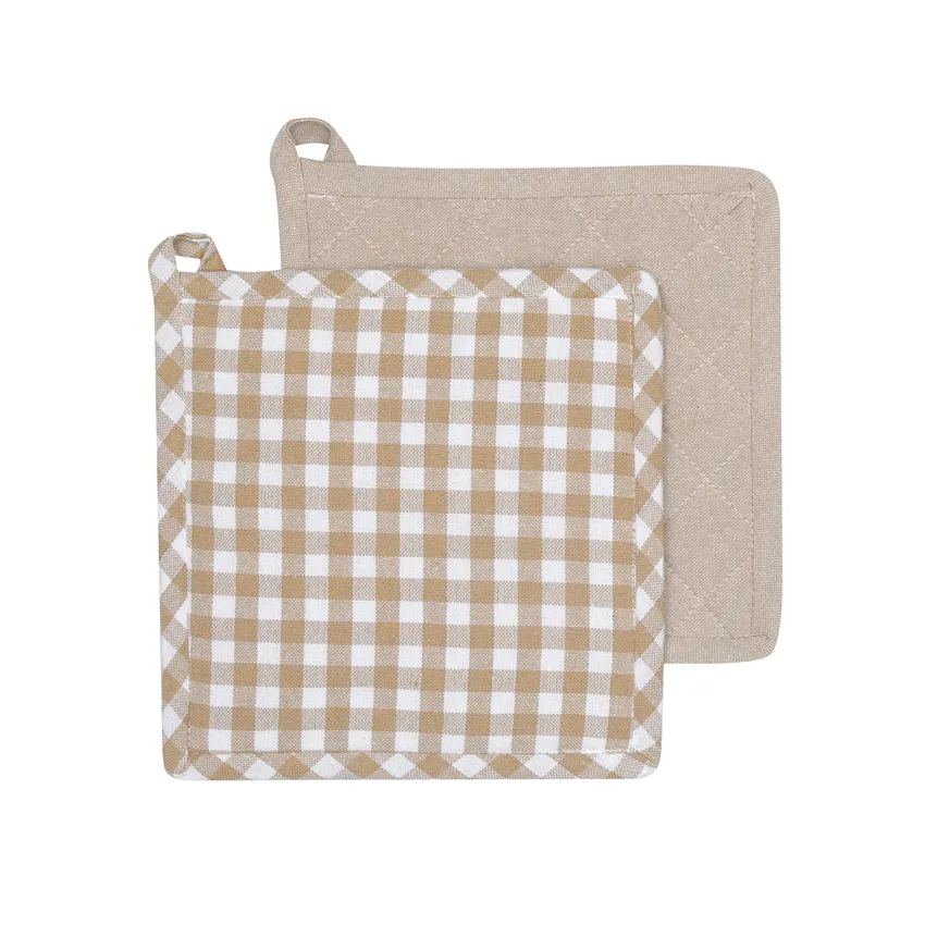 Recycelter Topflappen 2er-Pack Bella, Sand/Weiß