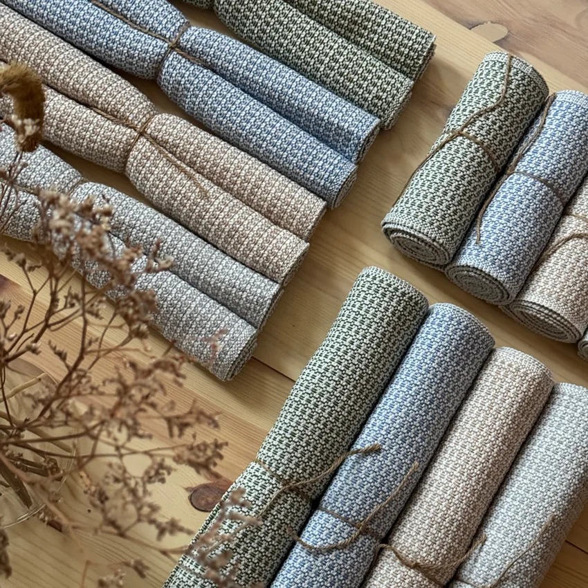 Recycelt Tischläufer Sten, Grau/Weiß