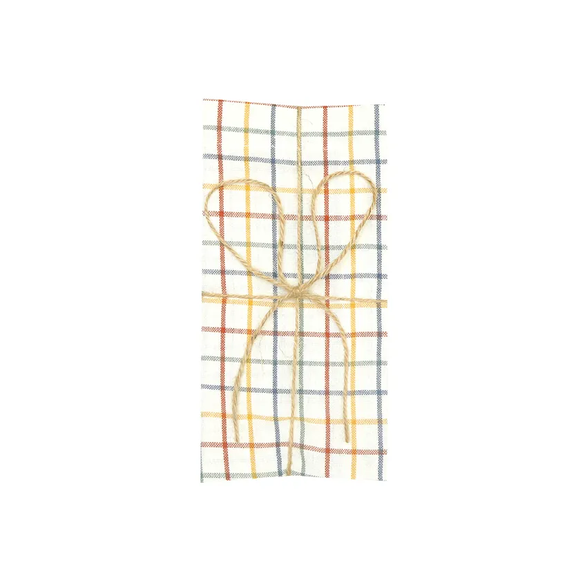 Recycelte Serviette 2er-Pack Sara, Grün/Rost/Beige