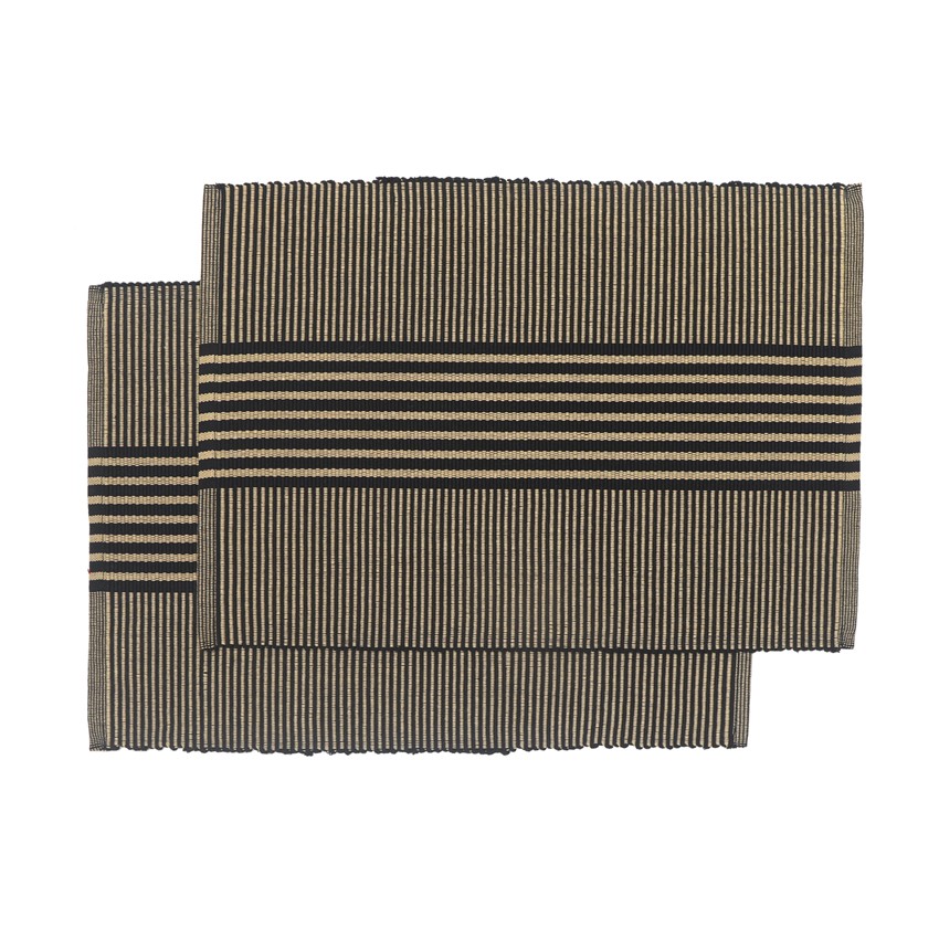 Recyceltes Platzset 2er-Pack Isa, Schwarz/Sand
