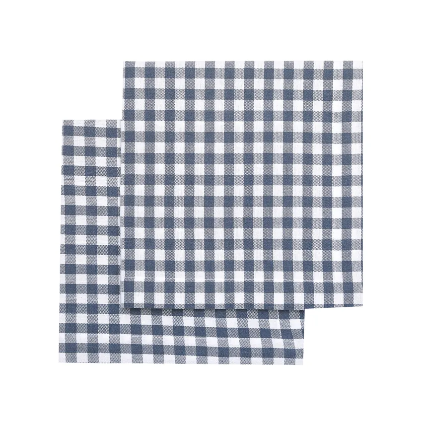 Recycelte Serviette 2er-Pack Bella, Graublau/Weiß