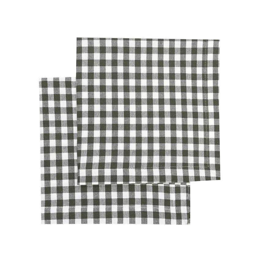 Recycelte Serviette 2er-Pack Bella, Olivgrün/Beige