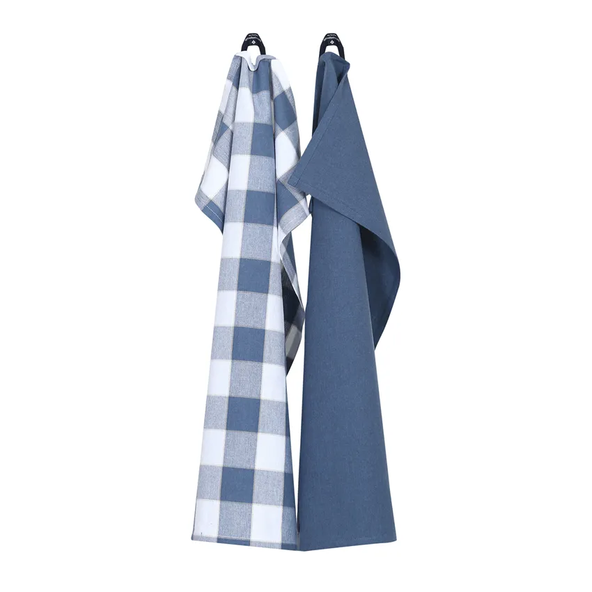 Recyceltes Küchentuch 2er-Pack Ted, Graublau/Natur/Weiß